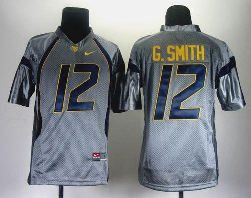 Mountaineers #12 Geno Smith Grey Stitched Youth NCAA Jersey - Click Image to Close